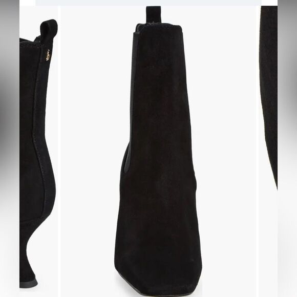 Womens Sam Edelman Lani Square Toe Chelsea Boots in Black Suede NWOB - Picture 4 of 10